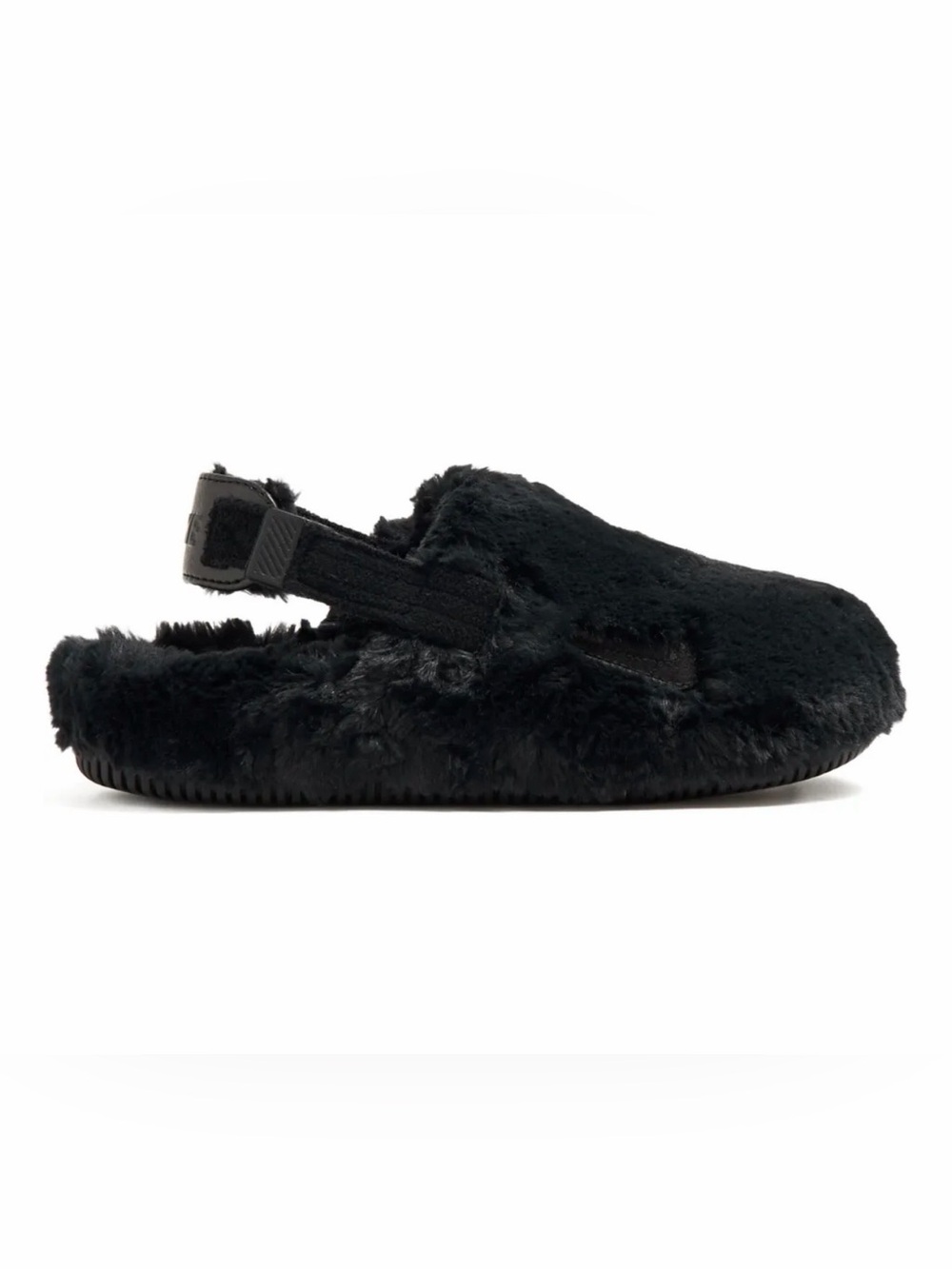 Nike Black Furry Slingback Clog Mules